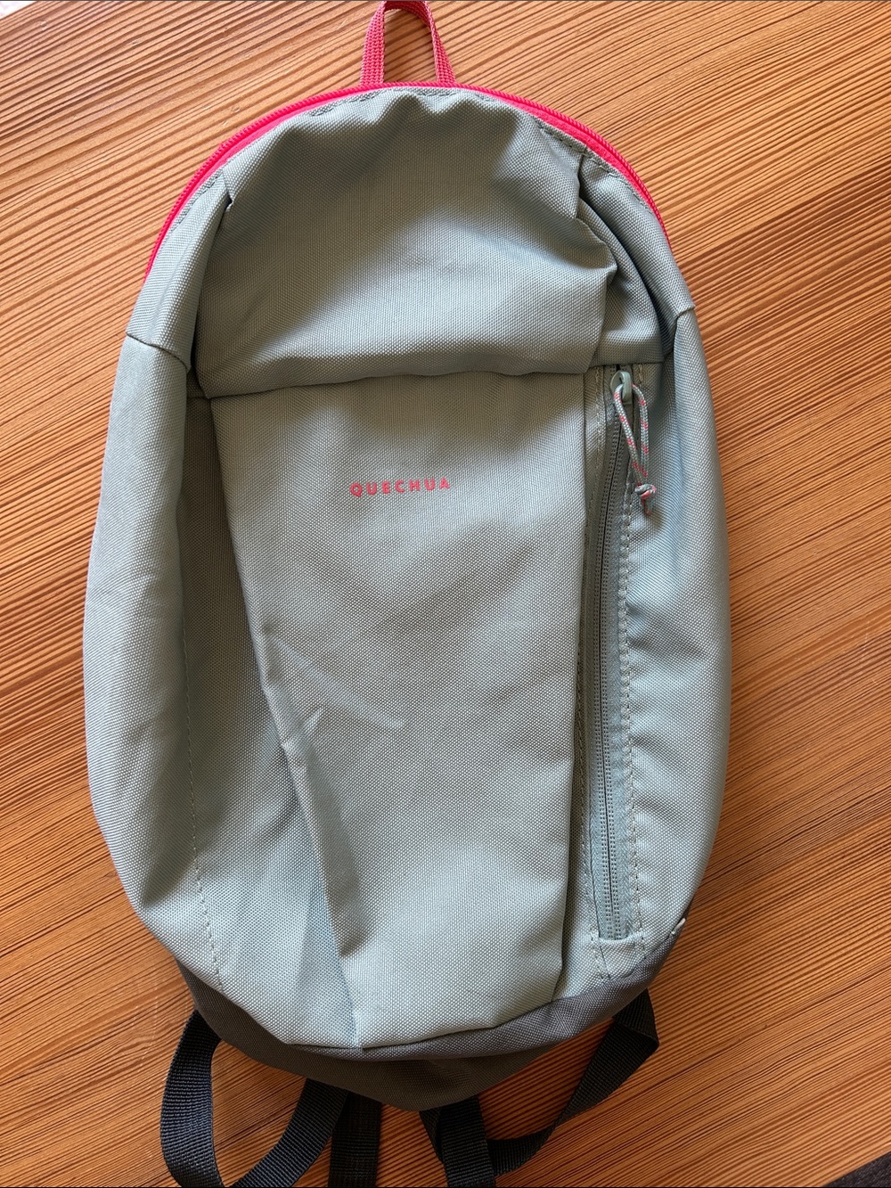 Quechua Olive Green Daypack with Pink Accents